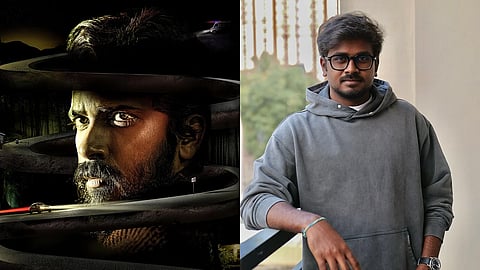 A poster for Vritta (L) and Likith Kumar (R)