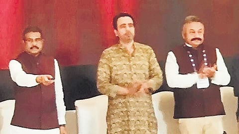 Union Education Minister Dharmendra Pradhan (L) inaugurates Akhil Bharatiya Shiksha Samagam to commemorate five years of NEP 2020, in New Delhi, Tuesday, July 29, 2025.