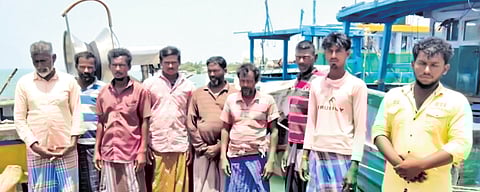 The Lankan navy arrested the fishermen hailing from Rameswaram and Pamban and confiscated two boats for allegedly violating IMBL on Tuesday.