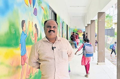 V Unnikrishnan on the new school campus at Meppadi.(