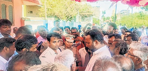 Tirunelveli ACP Suresh at the house of Kavin in Thoothukudi district.