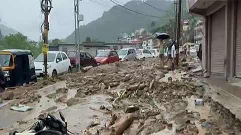 Roads damaged by rain in Himachal's Mandi.