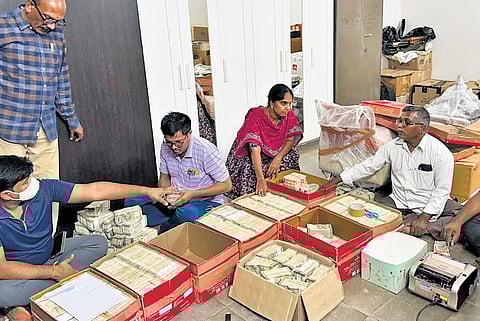 Special Investigation Team sleuths seized Rs 11 crore in cash from a farmhouse at Shamshabad in Telangana on Wednesday.
