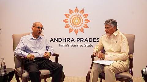 CM Nara Chandrababu Naidu met deputy executive chairman of National University of Singapore Mohan Kankanahalli in Singapore on Tuesday.