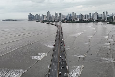 Cars are at a standstill along the Pan-American Highway in Panama City, Wednesday, July 30, 2025, following a tsunami warning after a earthquake struck off the coast of Russia early Wednesday.