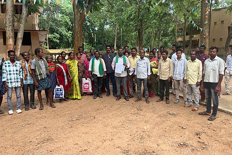 Rresidents of Mirthivalasa under Ramabadrapuram mandal staging protest against MSME park.