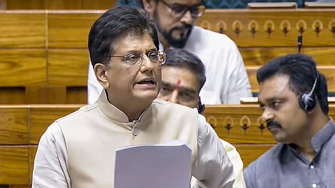 Union Minister Piyush Goyal speaks in the Lok Sabha during the Monsoon session of Parliament, in New Delhi, Thursday, July 31, 2025.