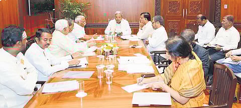 Chief Minister Siddaramaiah holds discussions with ministers and legislators in Bengaluru on Thursday