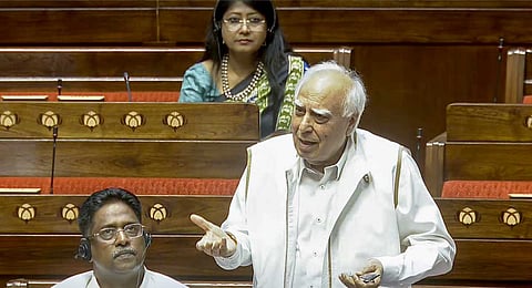 MP Kapil Sibal speaks during a debate in the Rajya Sabha on the Pahalgam terror attack and Operation Sindoor, at the Monsoon session of Parliament, in New Delhi, Wednesday, July 30, 2025.