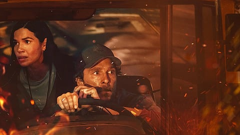 America Ferrera (L) and Matthew McConaughey (R) in a still from The Lost Bus