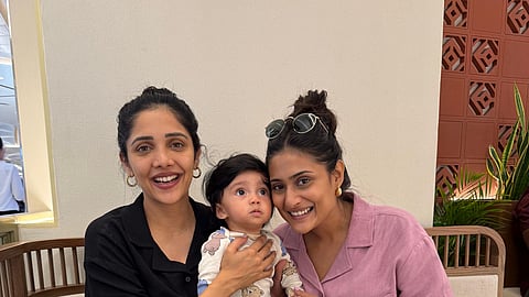 Milana Nagaraj, her daughter Pari and Amrutha Iyengar