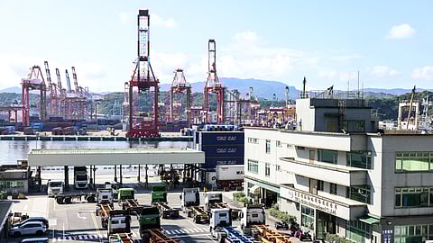A general view shows the shipping port in Keelung on August 1, 2025. President Donald Trump ordered the reimposition of tariffs on dozens of trading partners on July 31, 2025 -- his cornerstone strategy for reshaping global trade to benefit the US economy.