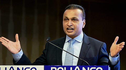Reliance Group Chairman Anil Ambani addressing a press conference in Mumbai.