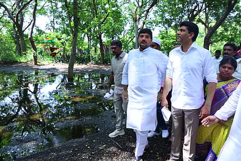 Union Minister of State for Rural Development and Communication Dr. Pemmasani Chandrasekhar visited NTR Manasarovaram Park and later held a review meeting with GMC officials on Friday.
