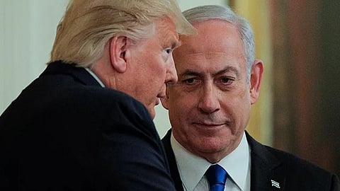 US President Donald Trump with Israeli Prime Minister Benjamin Netanyahu.