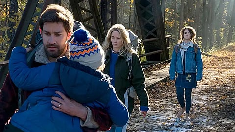 John Krasinski, Emily Blunt, and Noah Jupe from A Quiet Place