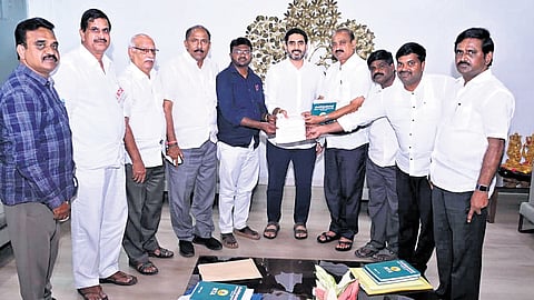 Members of Noble Teachers Association met minister for IT Nara Lokesh on Monday.