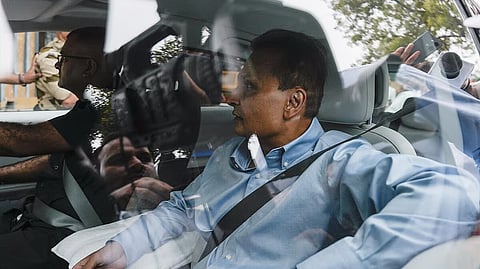 Industrialist Anil Ambani arrives to appear before the Enforcement Directorate for questioning in a money laundering case linked to alleged multiple bank loan fraud cases, in New Delhi