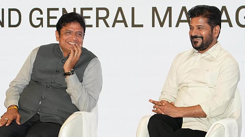 Chief Minister A Revanth Reddy along with IT Minister D Sridhar Babu during the Inauguration of Global Capability Centre of Eli Lilly at Gachibowli on Monday.
