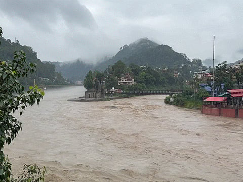 Flooding in parts of Himachal Pradesh's Mandi district.