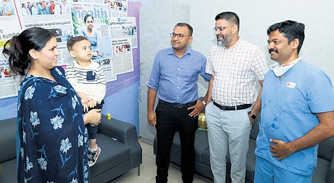 Umar and his mother Saniya with the doctors at Rajagiri Hospital