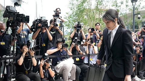 Kim Keon Hee, the wife of South Korea's ousted former President Yoon Suk Yeol, arrives at the special prosecutor's office in Seoul, South Korea, Wednesday, Aug. 6, 2025.