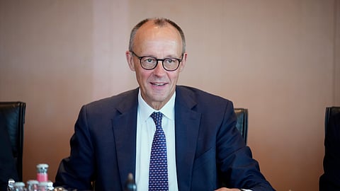 German Chancellor Friedrich Merz attends a cabinet meeting at the chancellery in Berlin, Germany, Wednesday, Aug. 6, 2025.