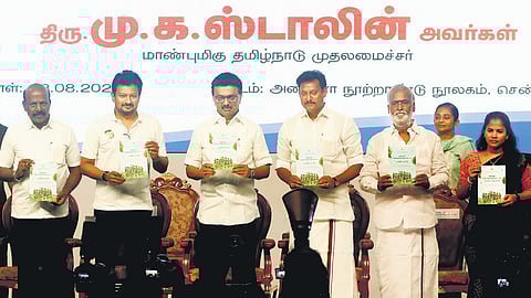 Chief Minister MK Stalin releasing the State Education Policy (SEP) during an event held at the Anna Centenary Library in Chennai on Friday |