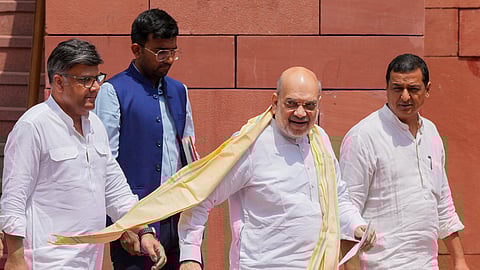 Union Home Minister Amit Shah during the Monsoon session of Parliament, in New Delhi, Thursday, Aug. 7, 2025