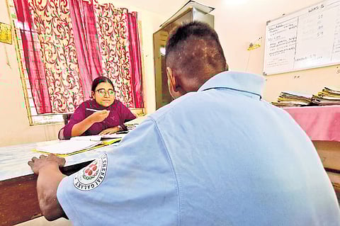 A team member counsels a patient at Government Institute of Mental Health.