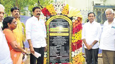 MP Kesineni Sivanath along with Vijayawada East MLA Gadde Rammohan Rao laid the foundation stone for various development works on Saturday