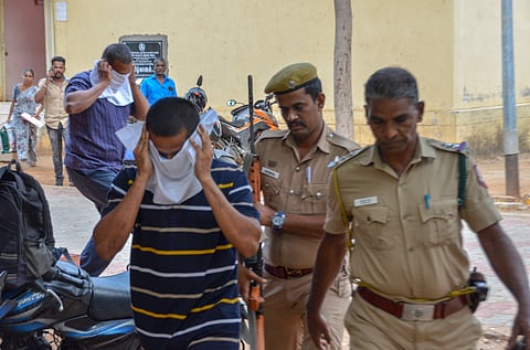 In the suspected honour killing case of Kavin Selvaganesh, the accused, S Surjith and his father Saravanan, a sub-inspector, were produced before the special court for SC/ST (PoA) cases.