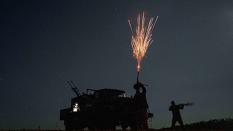 According to regional Gov. Yevgeny Solntsev, the drone strikes set fire to a workshop at the plant and damaged part of it.