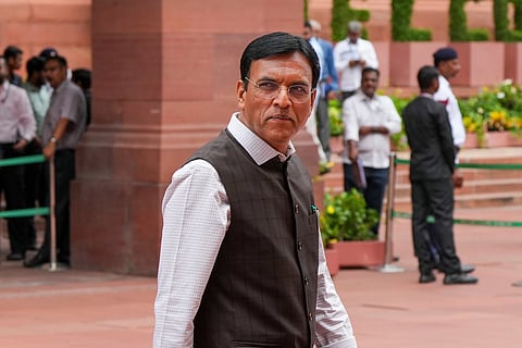 Union Minister Mansukh Mandaviya during the Monsoon session of Parliament, in New Delhi, Monday, Aug. 11, 2025.