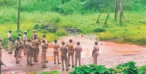 SIT conducts a demo of the drone-based Ground Penetrating Radar at Site No. 13 in Dharmasthala, Dakshina Kannada district