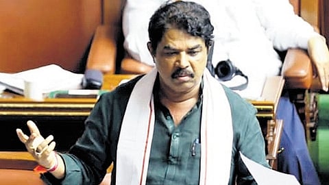 LoP R Ashoka addresses the Assembly in Vidhana Soudha on Tuesday.