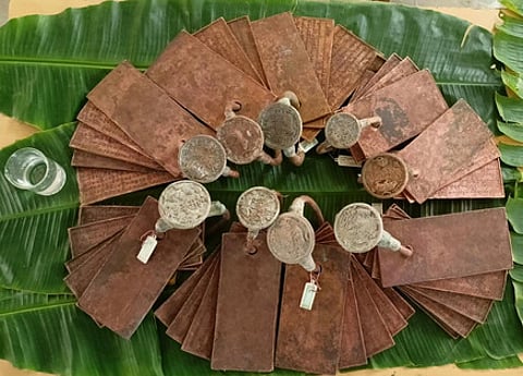 Two rare sets of 10th-century copper plate inscriptions linked to the Eastern Chalukya dynasty, which were discovered in Kodad village.