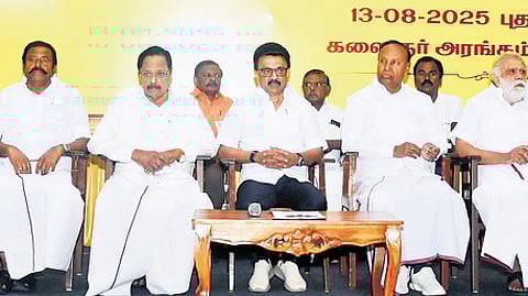 Meeting of DMK district secretaries at Anna Arivalayam condemned the BJP-led union government and the ‘partiality’ of the Election Commission of India.