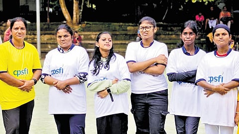 The girls with their coach