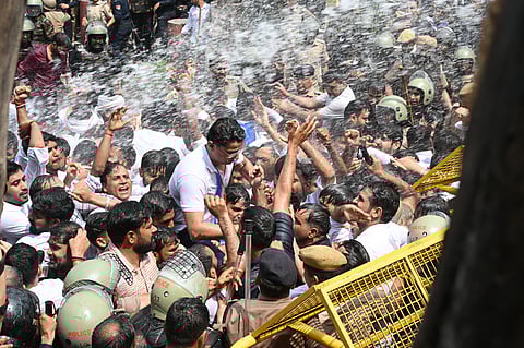 Sachin Pilot in NSUI agitation in Jaipur demanding students Elections few days ago.