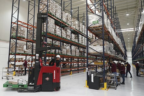 Workers unpack medicine at a “mega-pharmacy” warehouse on its inauguration day in Huehuetoca, Mexico, Dec. 29, 2023...Image used for representational purposes only.