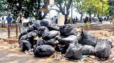 Waste piled up at Marine Drive