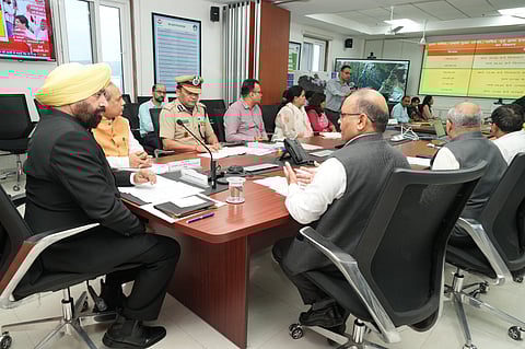 Uttarakhand Governor Lt. Gen. Gurmit Singh (Retd.) in a high-level meeting to assess the state's response to the recent disaster in Dharali and to reinforce preparedness for the ongoing monsoon season.