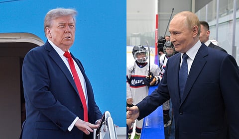 US President Donald Trump (L) and Russian President Vladimir Putin on their way to Alaska for the summit.