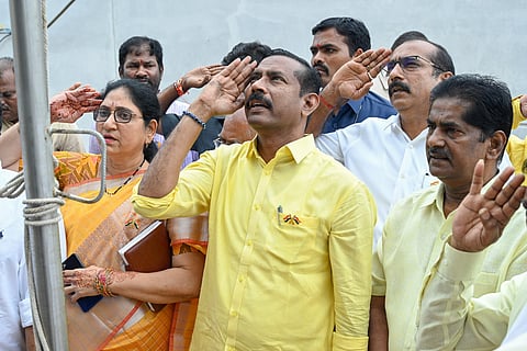 The 79th Independence Day celebrations were held on a grand note at the TDP headquarters near Mangalagiri on Friday. TDP State President Palla Srinivasa Rao hoisted the national flag and extended his greetings to the people.