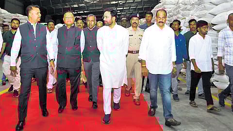 Union Minister G Kishan Reddy at the new seed manufacturing facility of Crystal Crop Protection Ltd at Gowraram village in Siddipet district on Sunday