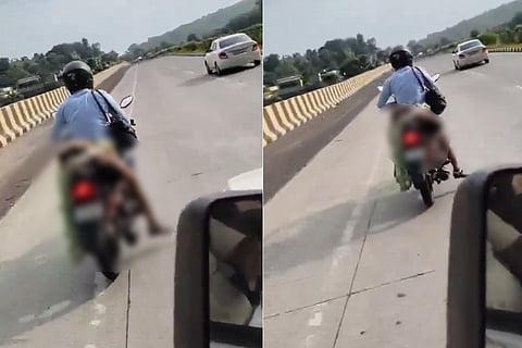 The biker, Amit Yadav, had claimed that he was forced to tie his wife's body to the motorcycle as nobody came to his aid following the tragic accident on the Nagpur-Jabalpur national highway on August 9.