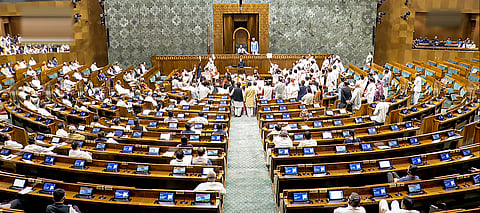 The old and new Parliament House, in New Delhi, Monday, Sept. 18, 2023. (Photo | PTI)