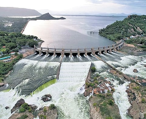 The outflow from Mettur Dam in Salem was sharply increased on Monday due to heavy discharge from Kabini and Krishna Raja Sagar (KRS) dams.