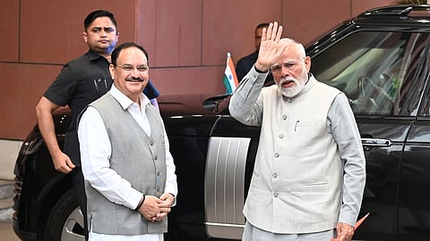 Prime Minister Narendra Modi with Health Minister JP Nadda